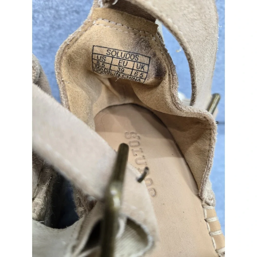 Soludos Suede Platform Espadrille Sandals Wide Strappy Ankle Women's Size‎ 8.5